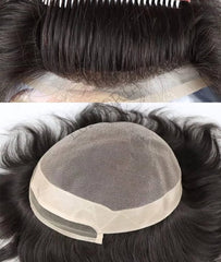 Front Lace Hair Patch 100% Human Hair Wig for Men Undetectable Natural Frontline Scalp Hair Toupee Proper Ventilation Hair System